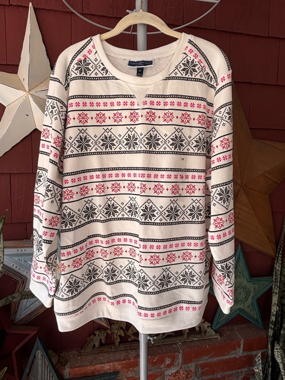NWT Y2K Karen Scott White Snowflake Print Fleece Women’s Plus Size 1X